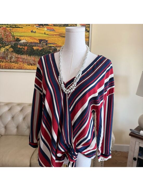 Zara Tops - ZARA Striped V-Neck Top